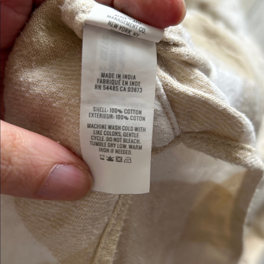 Aerie Beige Plaid Shirt size L - Picture 5 of 6